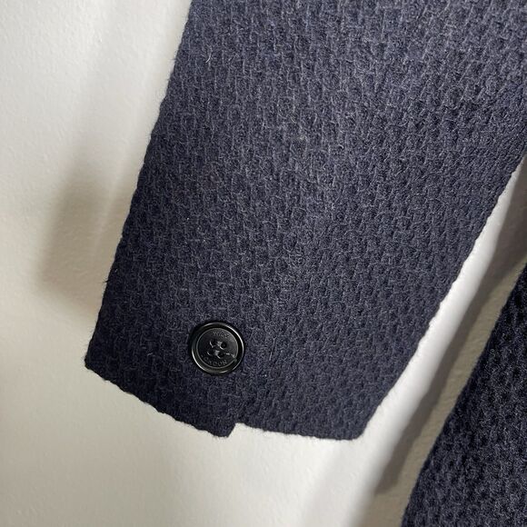 WAX LONDON Kray Coat Small Navy Blue NEW Jacket Business Professional Wool - Picture 8 of 13